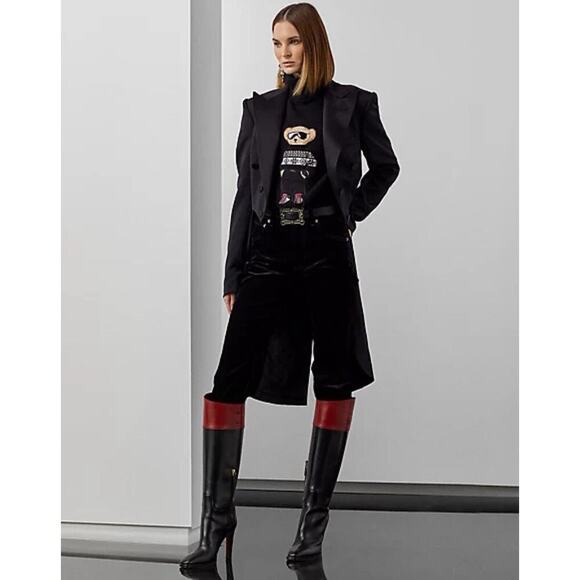 Ralph Lauren Collection Kaida Relaxed Bootcut Black Velvet Jeans 30 Purple Label - Picture 5 of 16